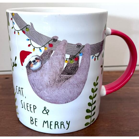 Prima Design -Cute Sloth- Eat, Sleep, and Be Merry Christmas Holiday Mug Cup - Picture 1 of 8